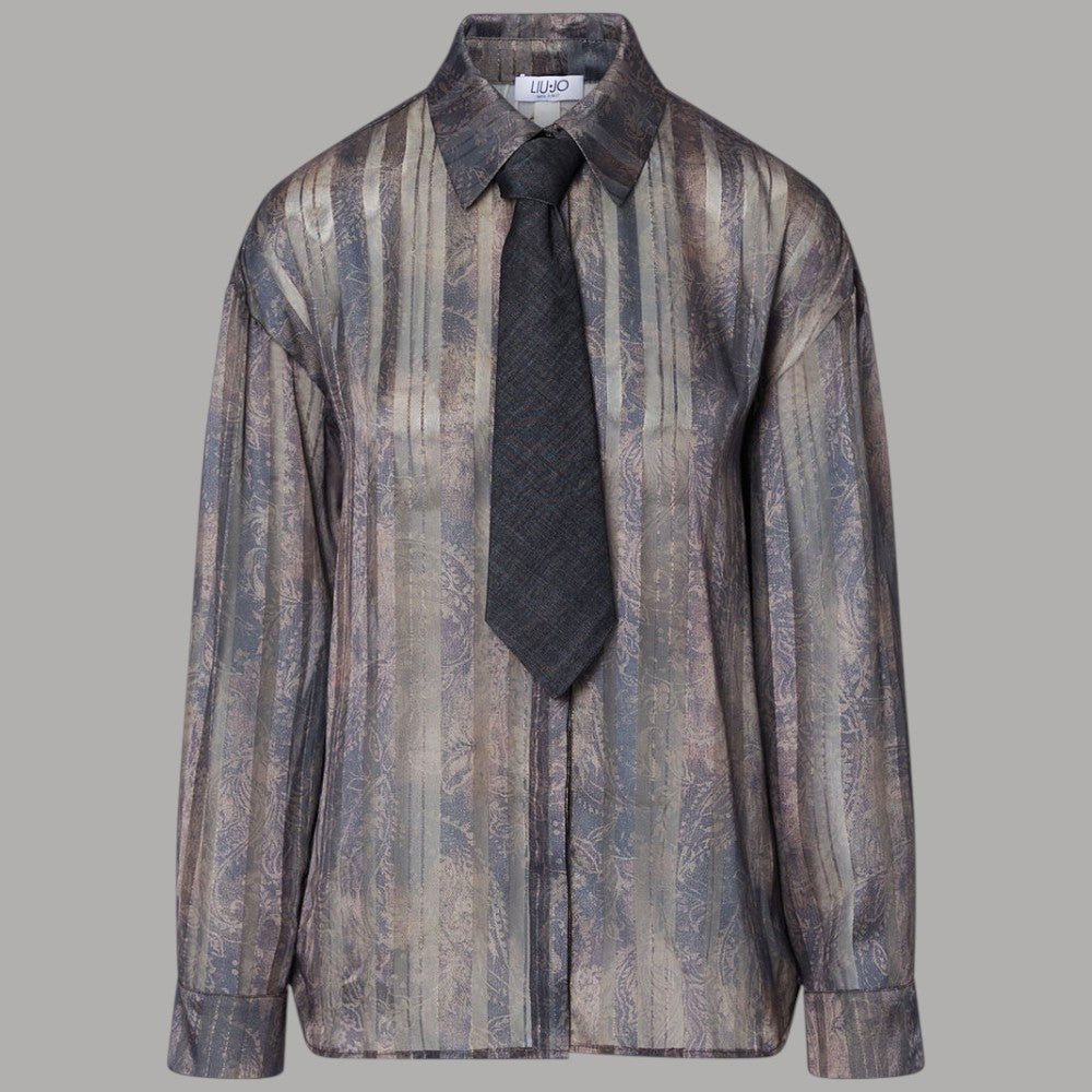 Camicia Liu Jo a stampa digitale con cravatta abbinata, vista frontale