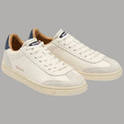 Sneakers uomo Blauer in pelle crema blu con dettaglio logo e cuciture laterali