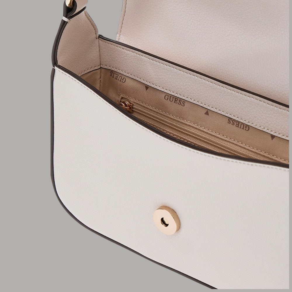 Borsa a spalla Guess Ruby nera con patta e logo frontale