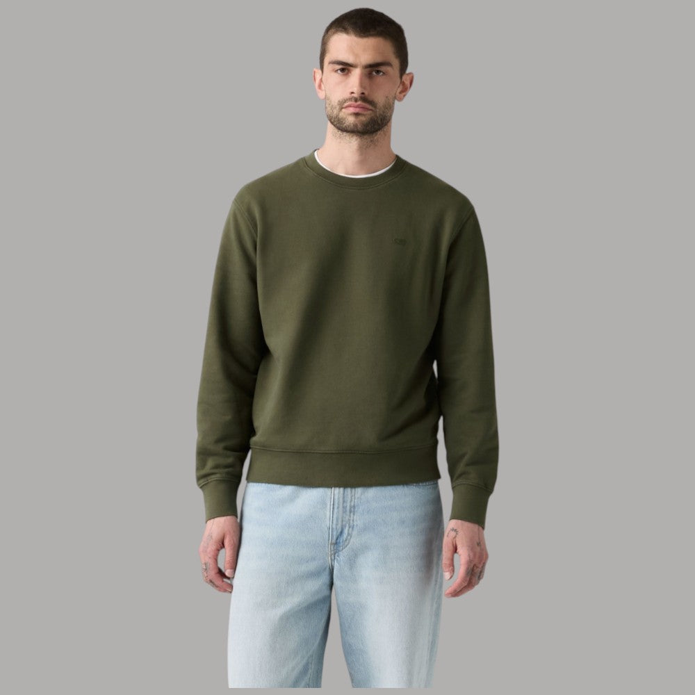 Felpa Levi's Original Housemark logo piccolo verde oliva con dettagli cuciture