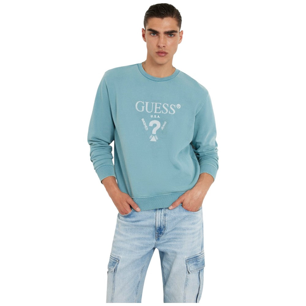 Guess felpa azzurra TREATED TRIANGLE M4YQ07 KBY51 Felpe Guess