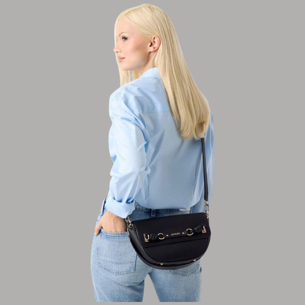 Borsa a spalla Guess Camelia nera vista posteriore