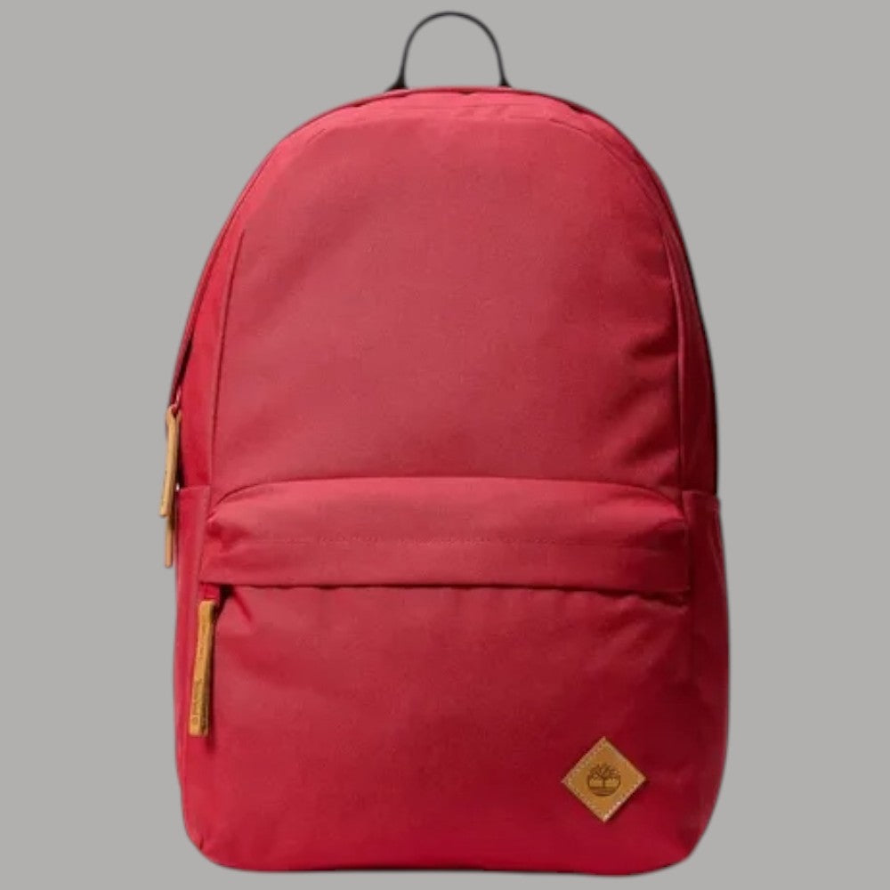 Timberland backpack rosso da 22 litri con tasche frontali e dettagli in tessuto resistente
