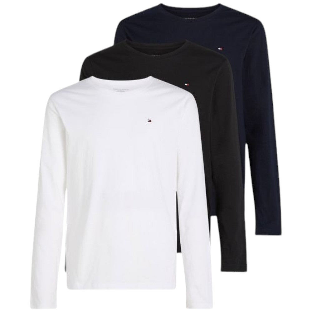 Tommy Hilfiger pack 3 t-shirt manica lunga bianca nera blu UM0UM03378 T-shirt Tommy Hilfiger