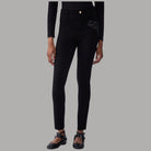 Liu Jo pantaloni skinny neri con strass dettagliati e cuciture decorative vista laterale