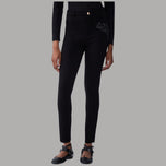 Liu Jo pantaloni skinny neri con strass dettagliati e cuciture decorative vista laterale