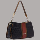 Borsa a mano Liu Jo piccola nera con dettagli in marrone e rosso embossed logo