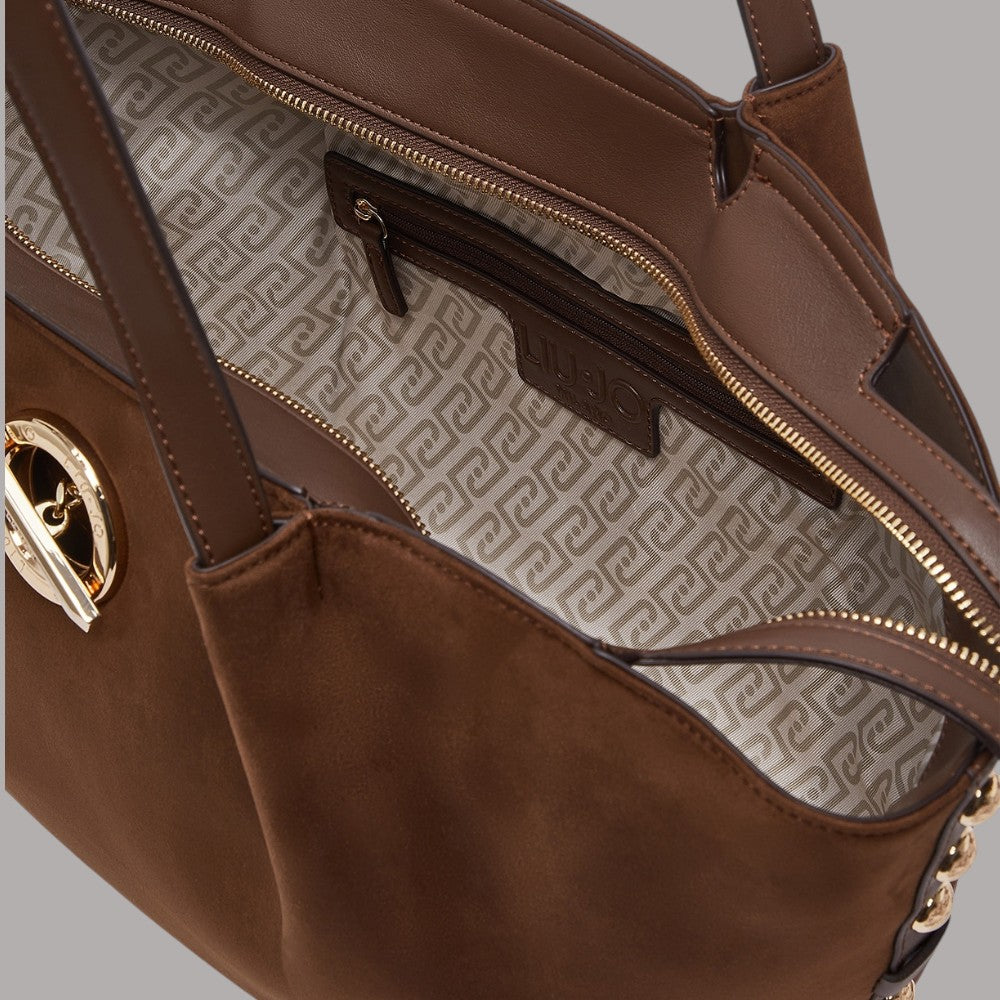 Liu Jo borsa tote grande con dettaglio dorato, interno con logo e tasca zip