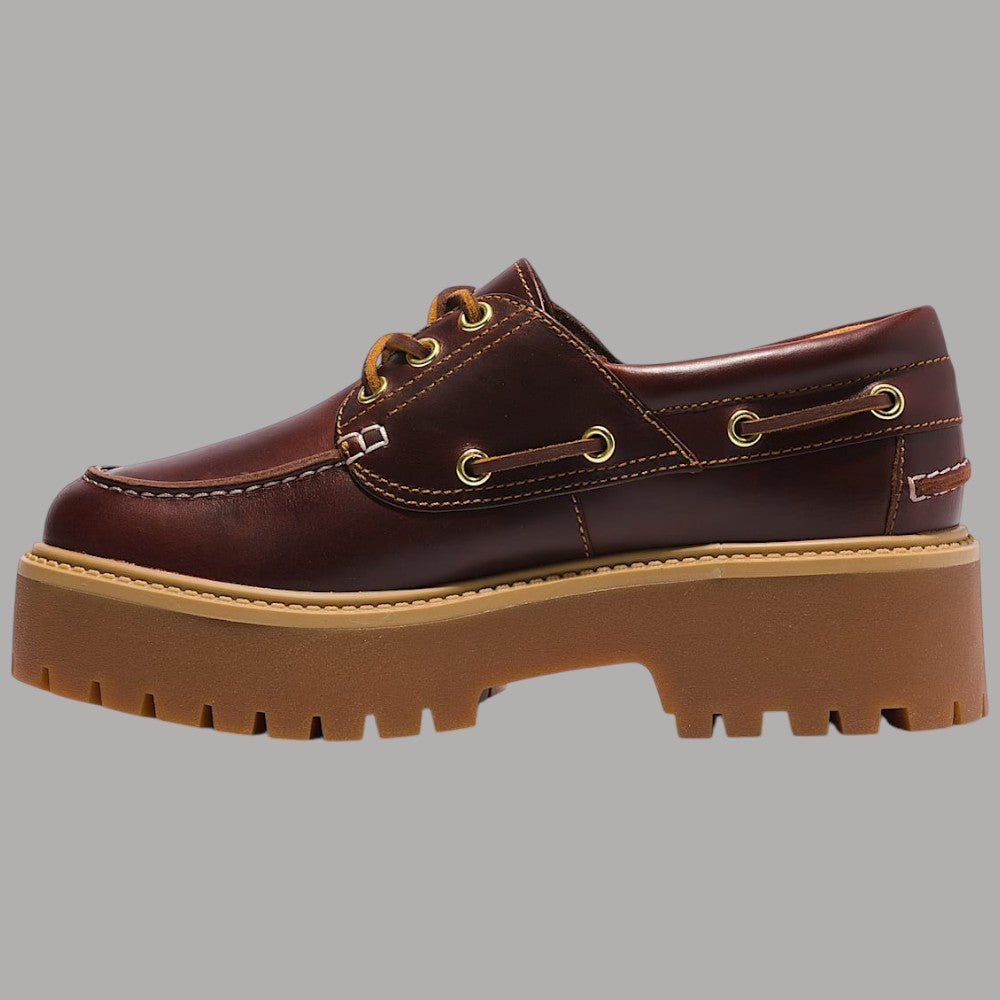 Scarpa da Barca donna Timberland con Plateau marrone, dettagli con fori e cuciture color oro