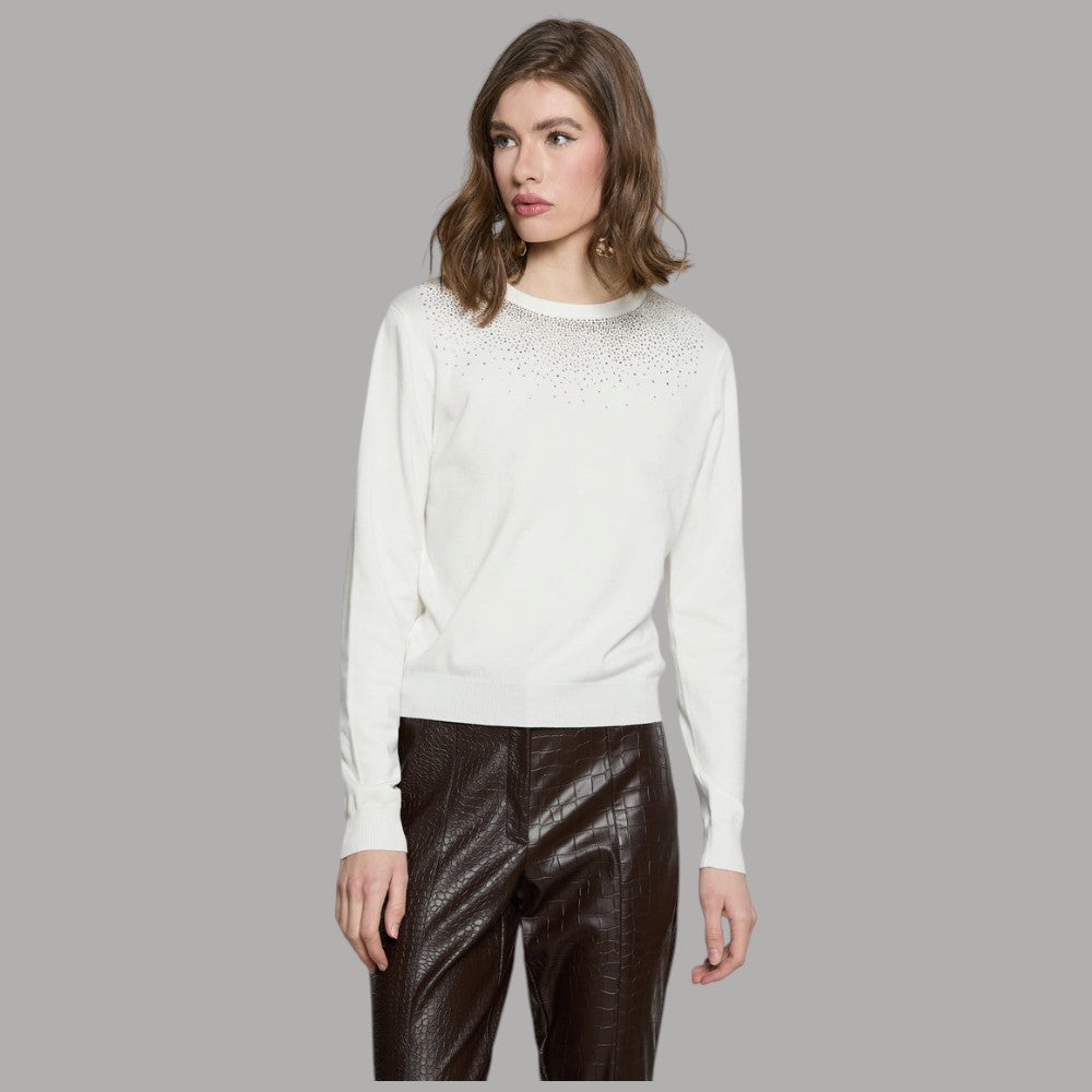 Pullover girocollo con strass Relish Avetraz