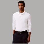 Calvin Klein maglia polo maniche lunghe tinta bianca con colletto e bottoni