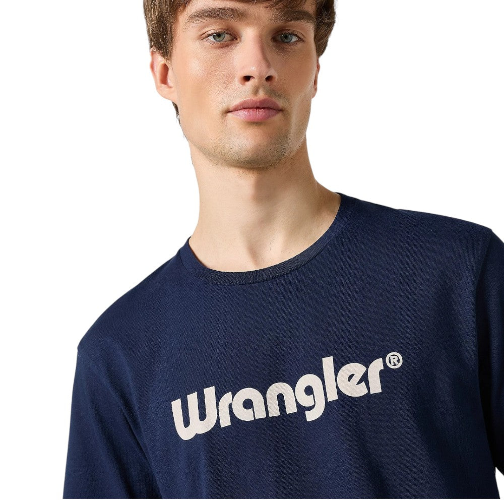 Wrangler t-shirt blu logo grande stampato 112350524 T-shirt Wrangler