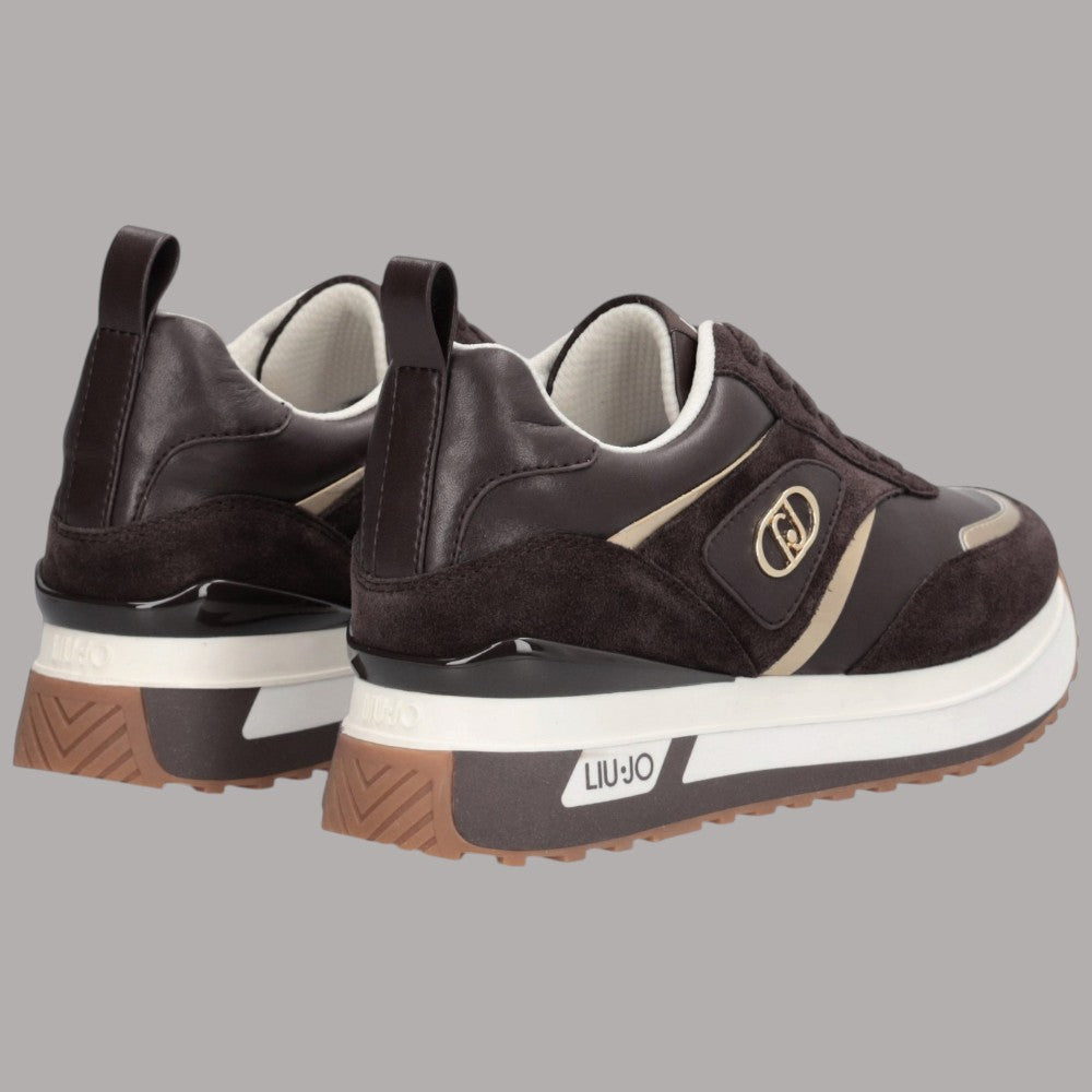 Sneakers Liu Jo Maxi Wonder 97 con suola platform, fasci nero e dettagli beige