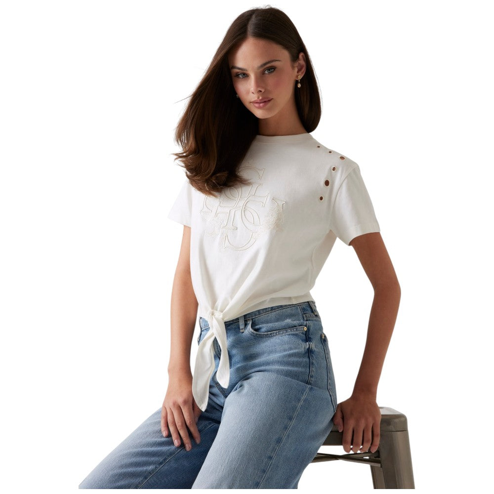 Guess t-shirt panna cropped Eyelet W5GI18 I3Z14 G012 T-shirt Guess