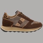 Sneakers donna Blauer con dettaglio animalier leopardato e texture multicolore lato.