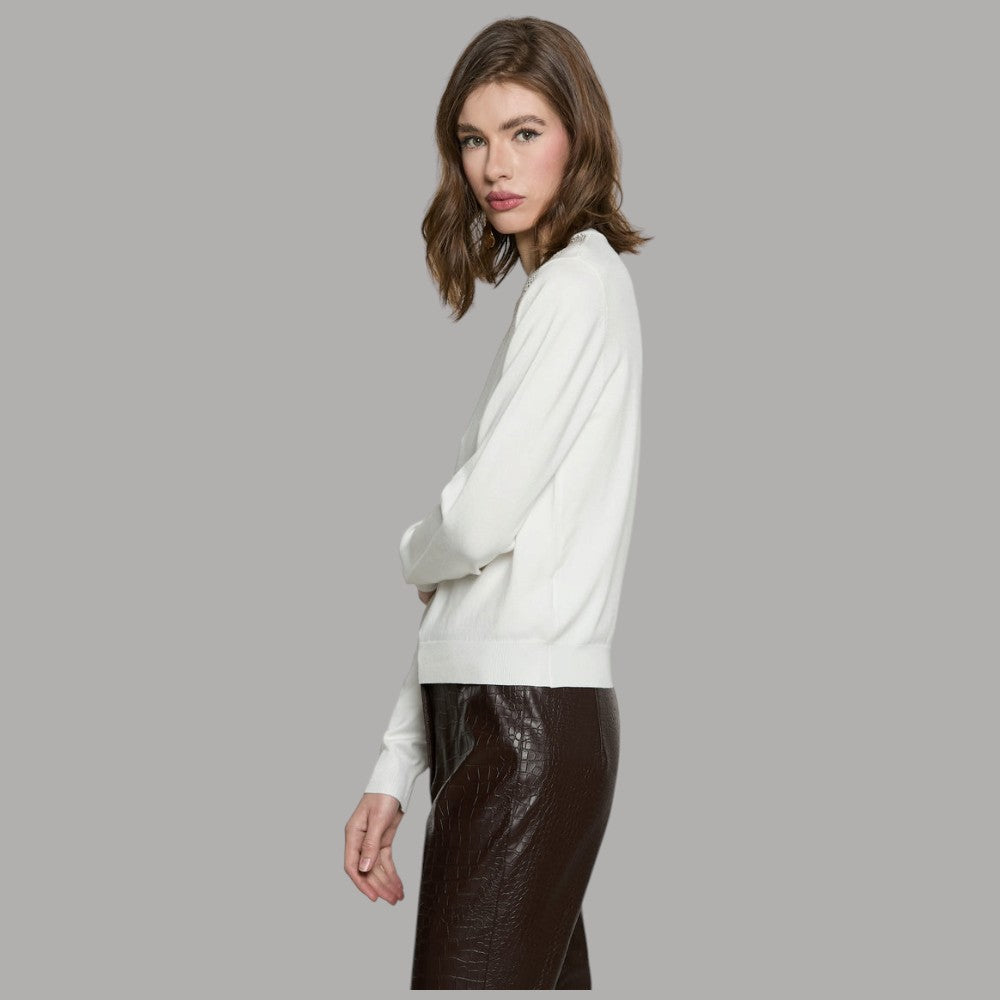Pullover girocollo Relish con strass
