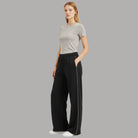 Vero Moda pantaloni in felpa vita alta neri con zip laterale e coulisse davanti