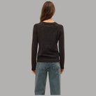 Vero Moda Pullover paricollo donna nero con tessuto a texture sfumata retro