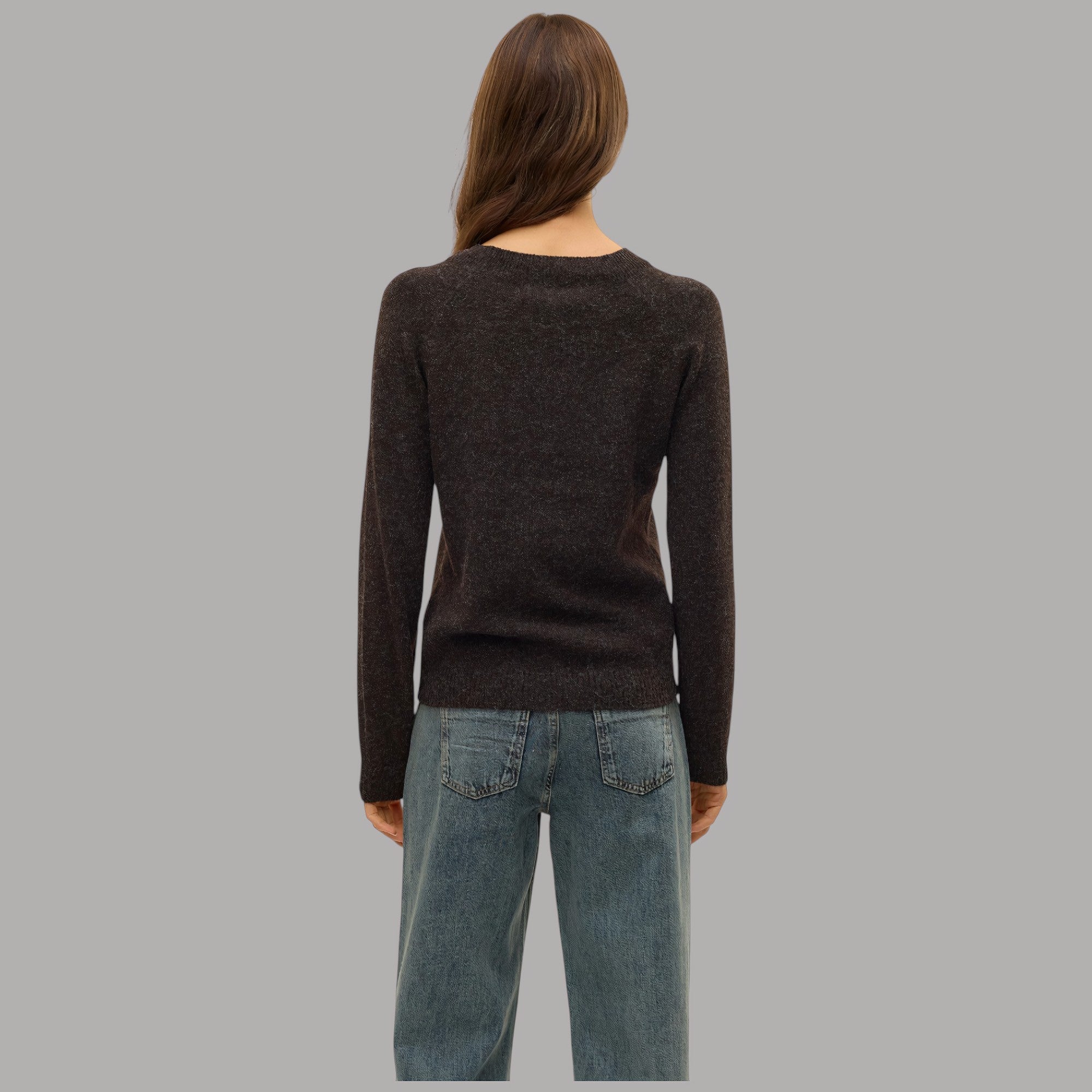 Vero Moda Pullover paricollo donna nero con tessuto a texture sfumata retro