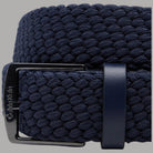 Cintura da uomo elasticizzata e intrecciata Calvin Klein blu con dettaglio fibbia logo