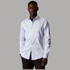 Calvin Klein camicia slim a righe in popelin blu e bianco con dettagli a contrasto