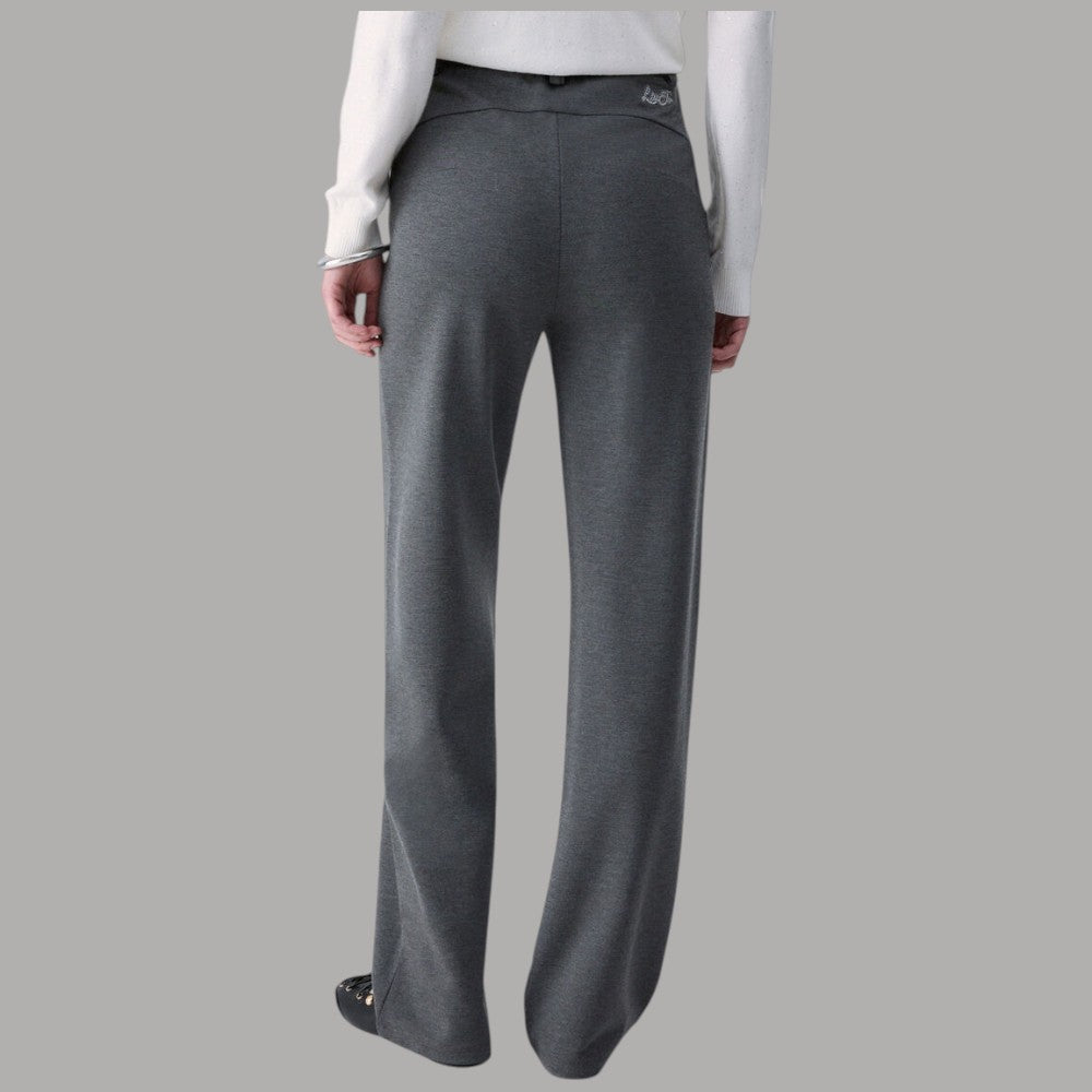 Liu Jo pantaloni regular fit in punto Milano grigi con texture e cuciture evidenti