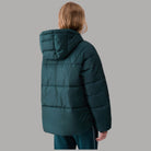 Liu Jo Giubbotto imbottito over size blu con cappuccio e cuciture a bande