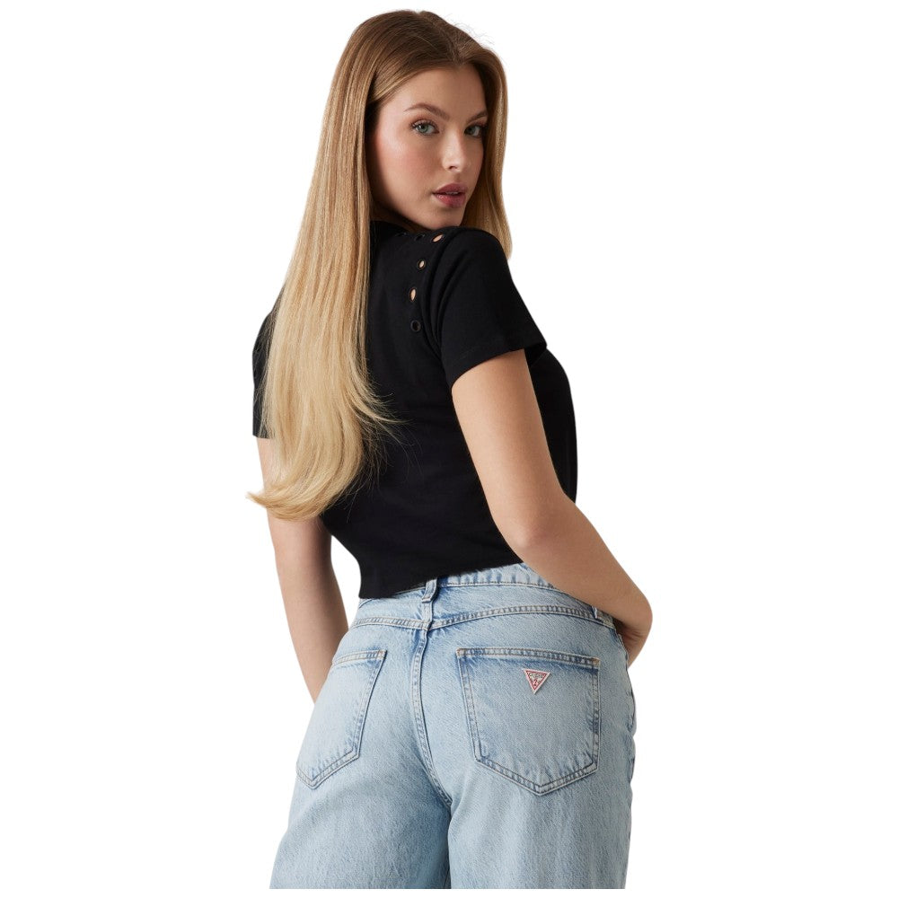 Guess t-shirt nera cropped logo 4G W5GI18 I3Z14 JBLK T-shirt Guess