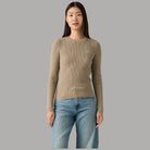Maglia girocollo Levi's a coste, taupe, scollo tondo e vestibilità aderente