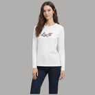 Liu Jo T-shirt manica lunga con logo strass bianca con logo ricamato di strass