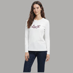 Liu Jo T-shirt manica lunga con logo strass bianca con logo ricamato di strass