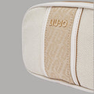 Liu Jo borsa a tracolla piccola beige con pannello logato e dettagli in pelle