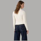 Levi's Rory donna polo maniche lunghe crema con dettagli in tessuto ribattuto e logo sulla cucitura