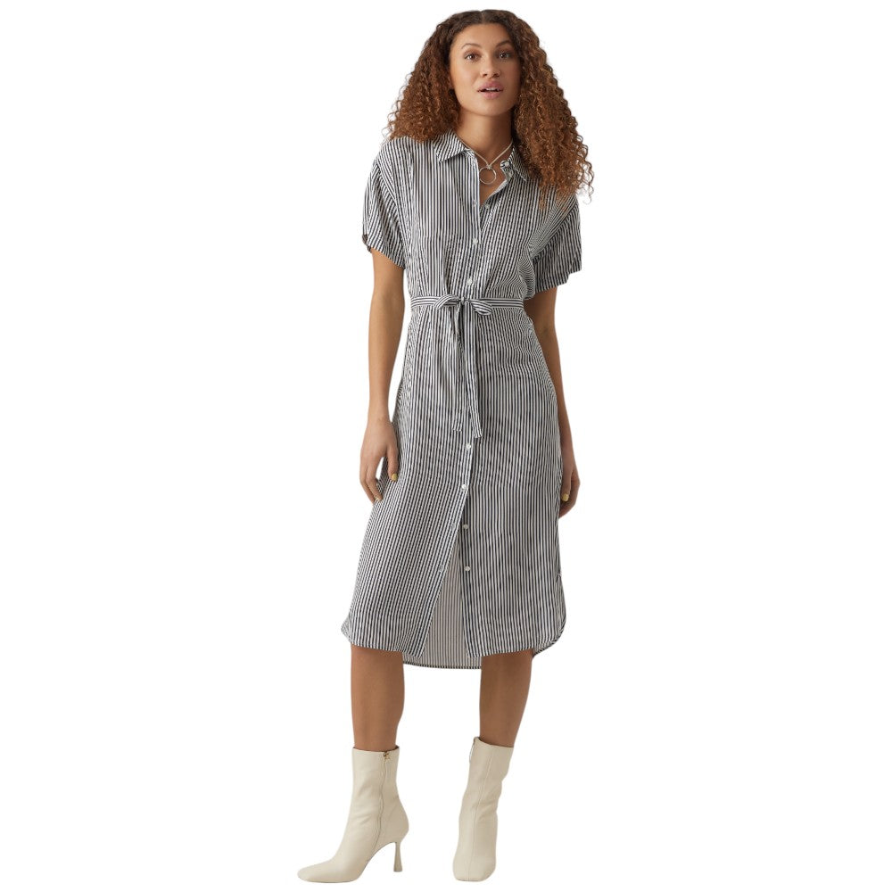 Vero Moda vestito t-shirt a righe bianco blu Bumpy 10279684 Vestiti Vero Moda