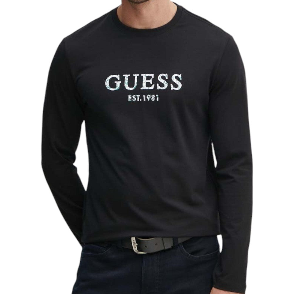 Guess t-shirt nera logo Iridescent M4YI39 J1314 T-shirt Guess