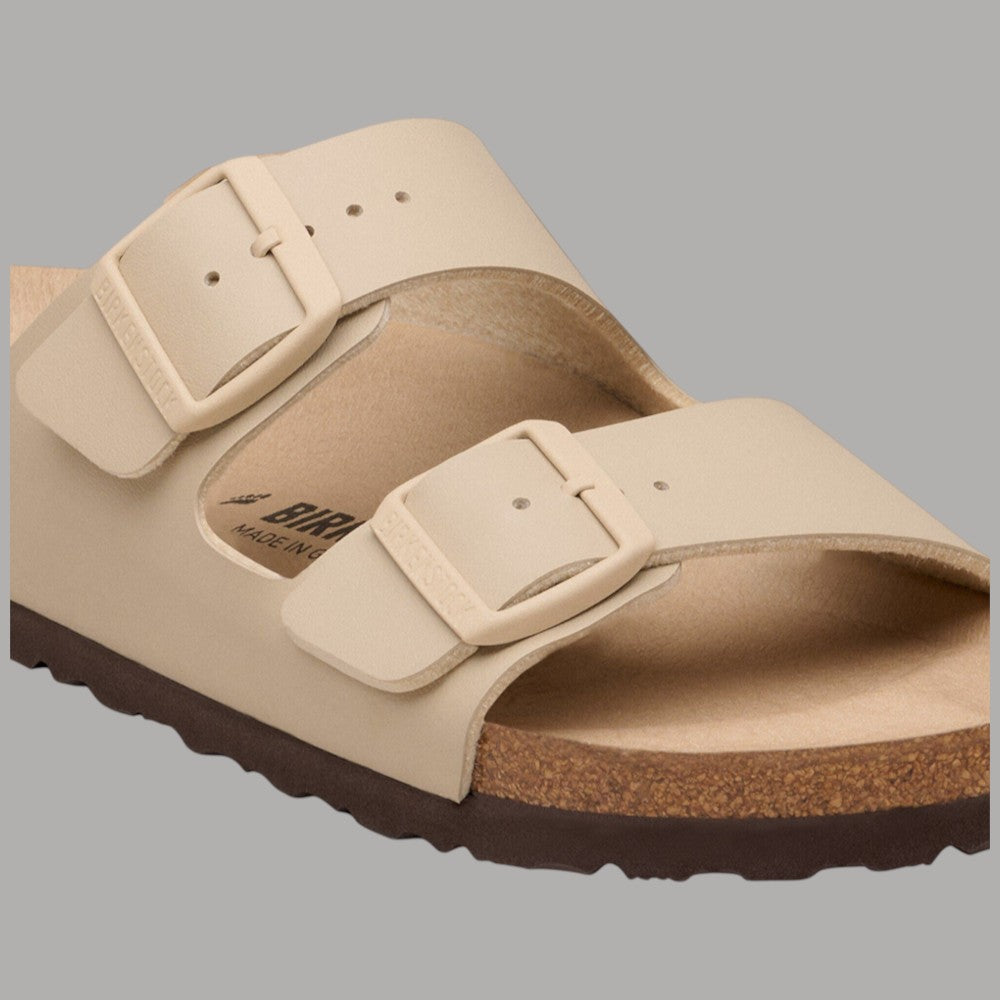 Birkenstock Arizona triples sandcastle ciabatte donna con cinturino regolabile in Birko Flor e suola in sughero retro