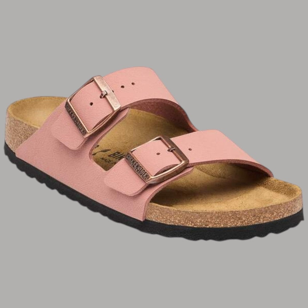 Birkenstock Ciabatte Arizona donna pink clay con due cinturini con fibbie in metallo rosa