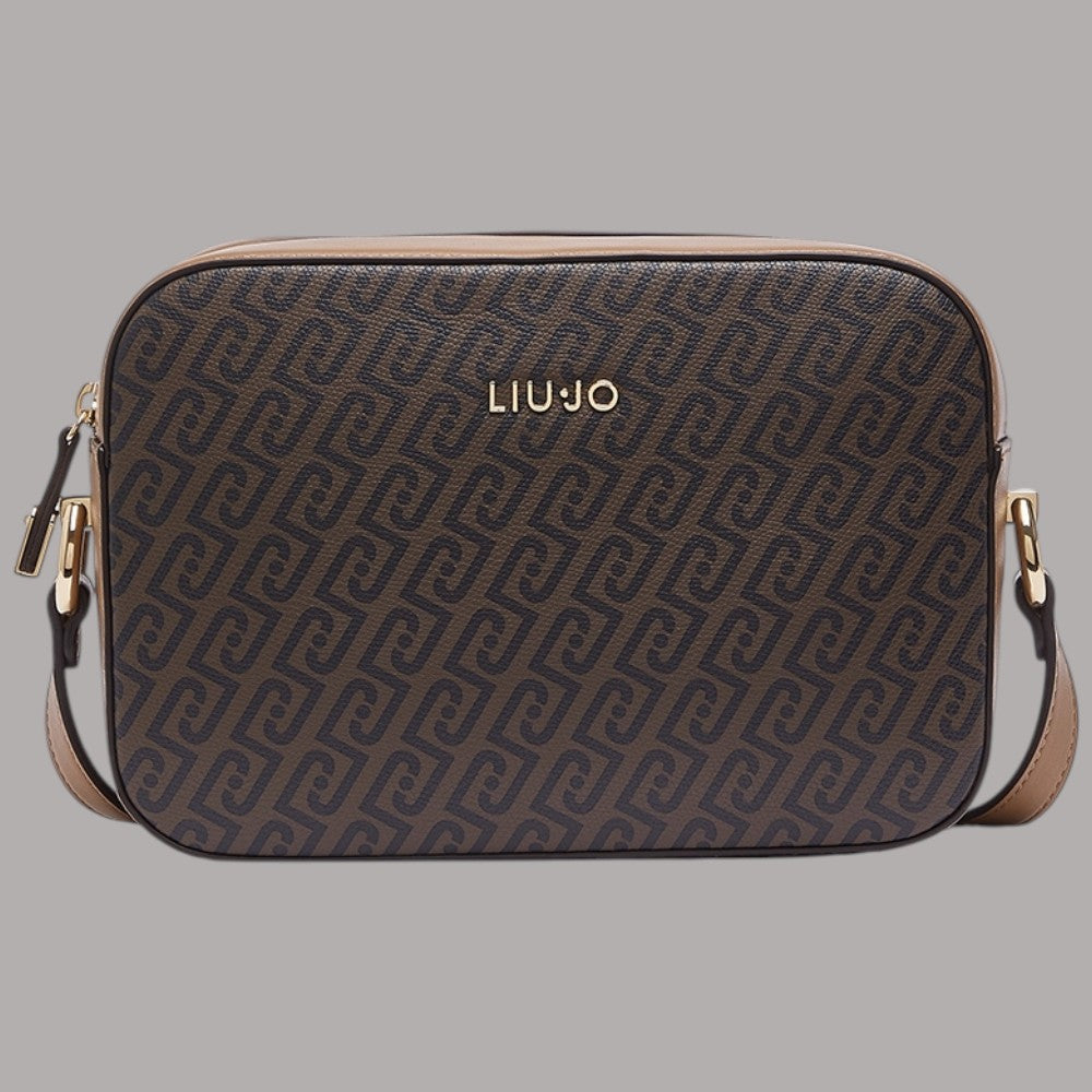 Borsa a tracolla Liu Jo con logo monogram, dettagli in pelle, colore marrone e nero
