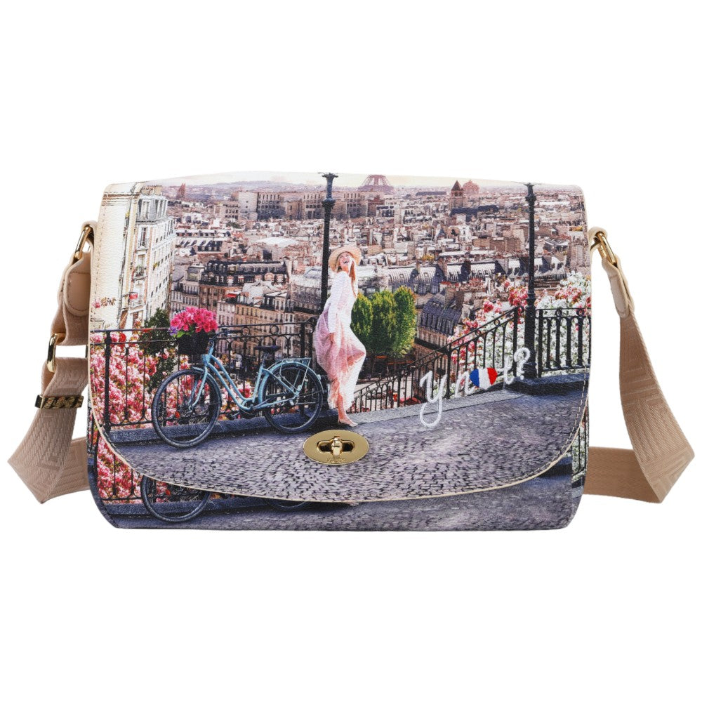 YNot borsa flap bag stampa Parigi Promenade YES631S4 - Prodotti di Classe