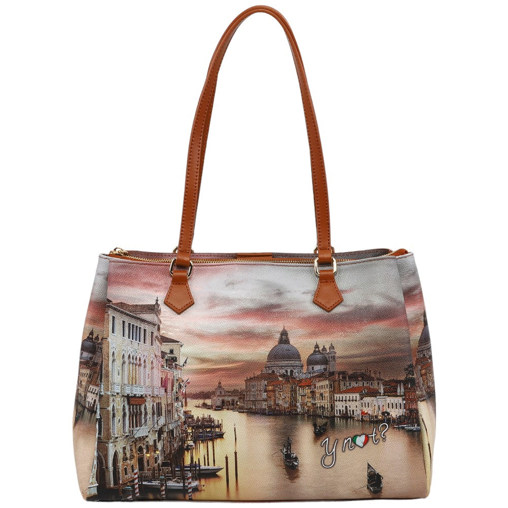 YNot borsa tote shopping stampa Venezia Canal Grande YES594F3 - Prodotti di Classe