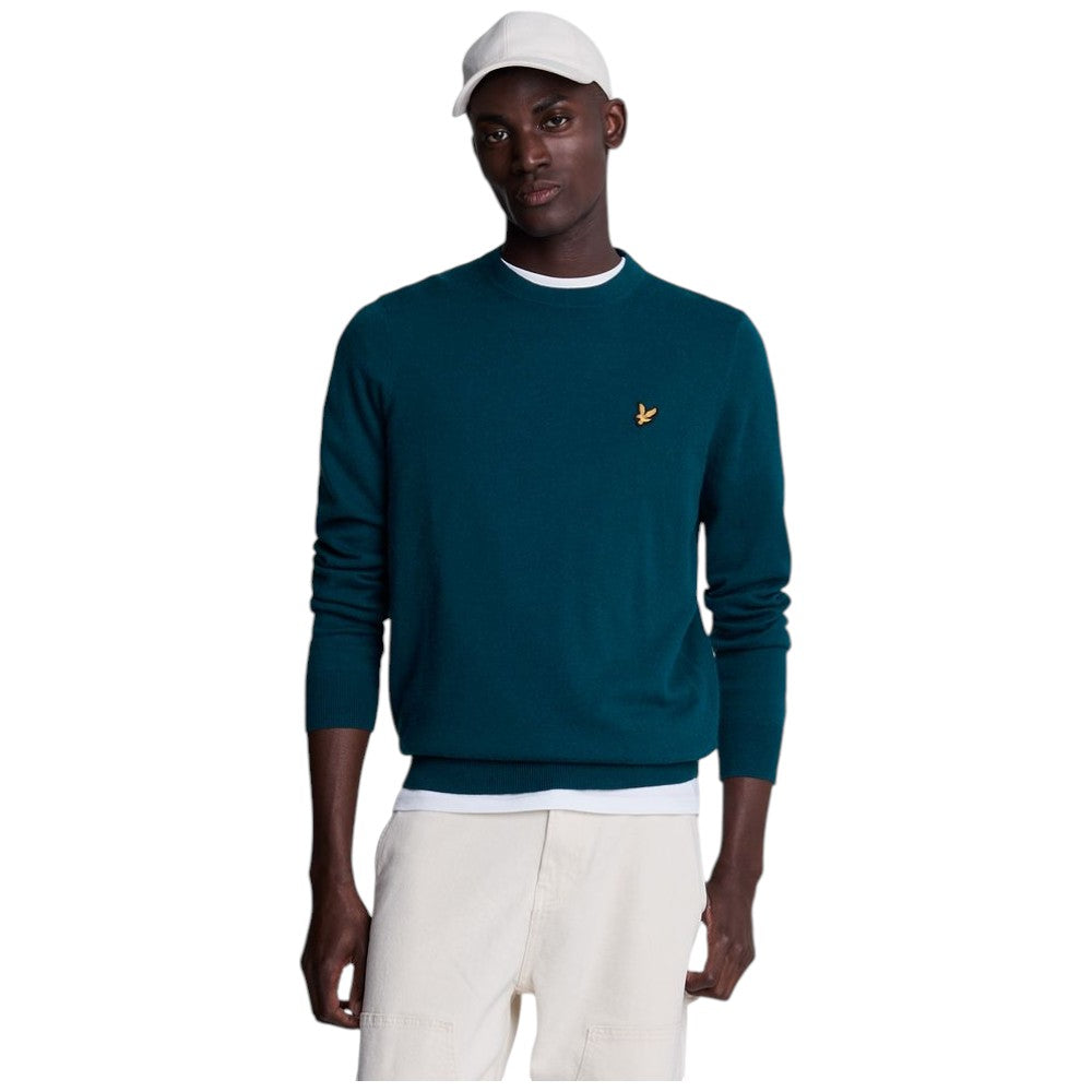 Lyle & Scott pullover merino petrolio KN2110VC Maglieria Lyle & Scott