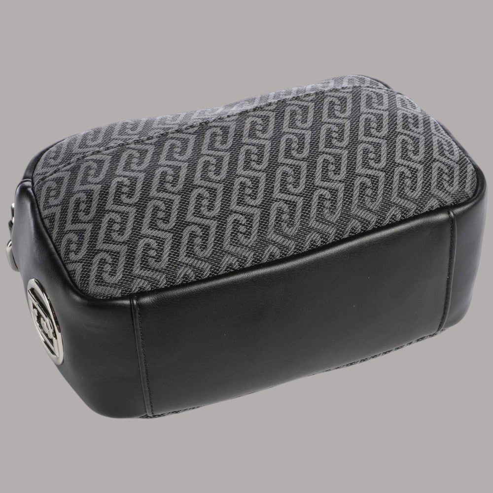 Borsa a tracolla Liu Jo Faiza in tessuto jacquard nero e grigio con dettagli metallici