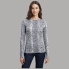 Liu Jo T-shirt manica lunga stampata animalier grigia con texture e stampa leopardata