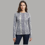 Liu Jo T-shirt manica lunga stampata animalier grigia con texture e stampa leopardata