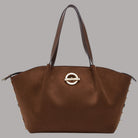 Liu Jo borsa tote grande marrone con dettagli metallici dorati e manici in similpelle