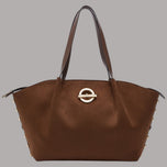 Liu Jo borsa tote grande marrone con dettagli metallici dorati e manici in similpelle