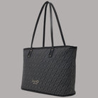 Borsa shopper Liu Jo tote media in tessuto jacquard grigia con dettagli neri e logo Liu Jo