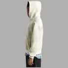 Felpa con cappuccio beige a scacchi, logo Vans, tasca frontale, maniche lunghe