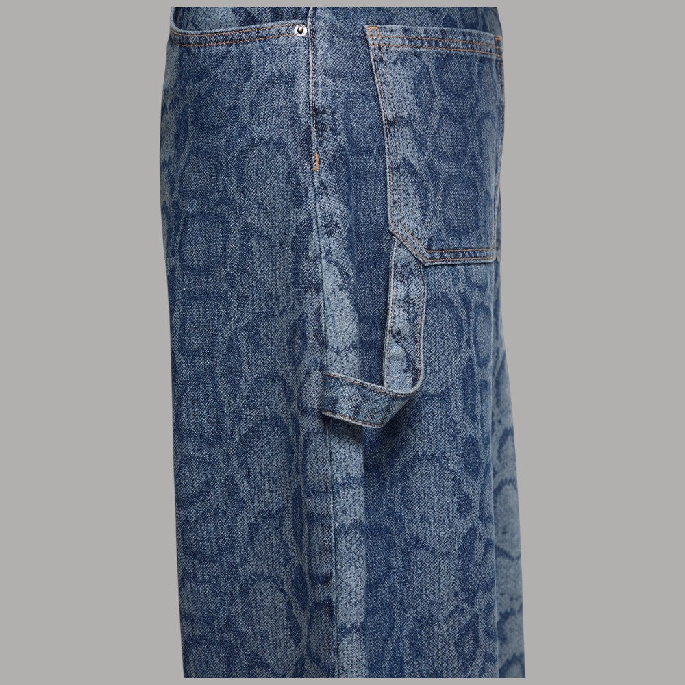 Jeans Liu Jo blu con stampa pitonata e ampia tasca cargo laterale