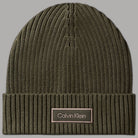 Calvin Klein berretto in misto cashmere verde con logo sulla alamari